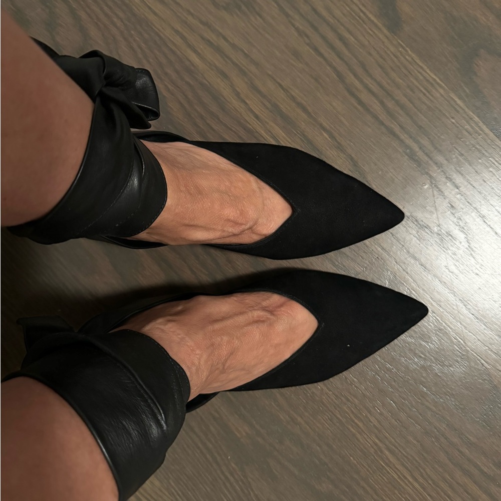 & other stories black suede, 2 1/4” silver heel. wrap around, Sexy & Chic!